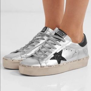 Golden Goose Hi-Star Silver/Glitter Black - 37